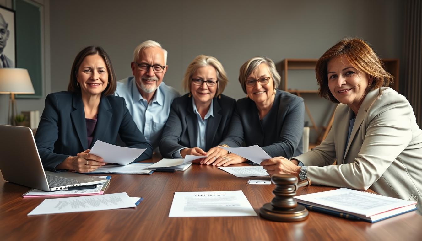 Family reviewing legal documents